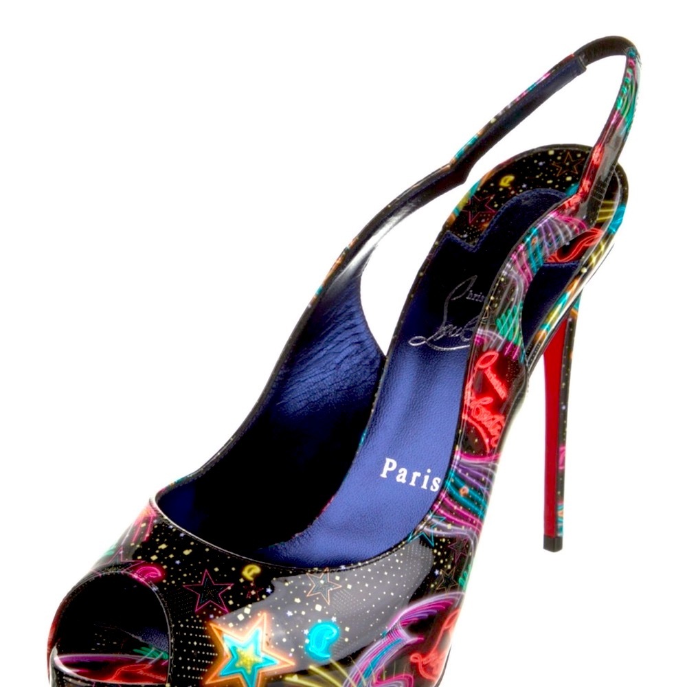 Christian Louboutin Women's Hot Chick Pumps Printed Slingback Heels